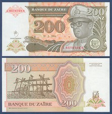 ZAIRE  200 Nouveaux Zaires  1994  UNC  P. 62
