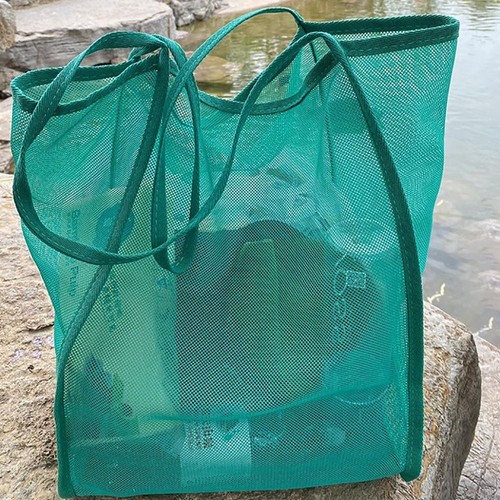 Large Capacity Mesh Shoulder Bag INS Style Shopping Bag Beach Mesh Bag - Picture 6 of 14