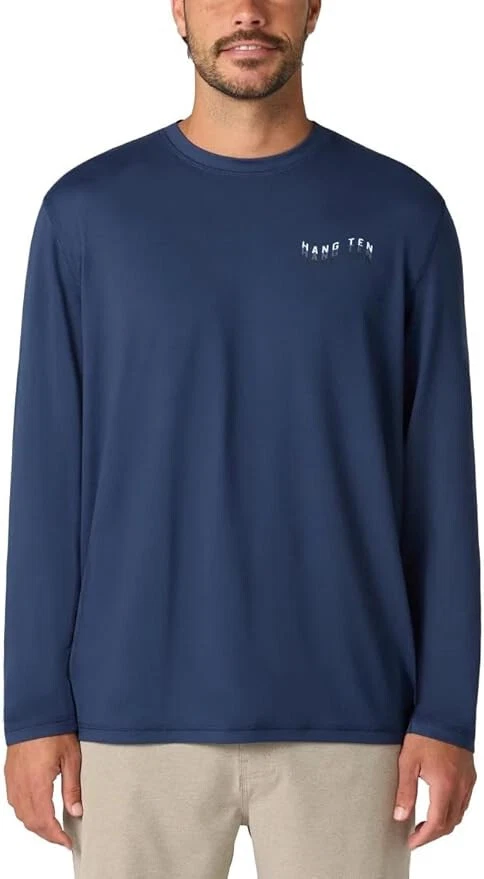 Hang Ten Men's Long Sleeve Sun Tee, Blue, S