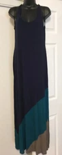 A Pea In The Pod Maternity Maxi Dress Sz M Blue Green Gray Long Dress R1 