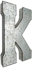 Huge 20" Metal Letter Hanging Wall D cor, Galvanized Metal with Rusted Edges