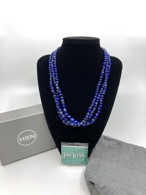 Jay King Minenfund Sterlingsilber 3 Strang Lapis Perlen 18 Zoll Halskette 695648 Neu im Karton