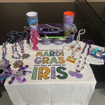 2025 some 2023 Krewe Of Iris Shirt Throw Lot Beads Cups Plush Mardi Gras NOLA