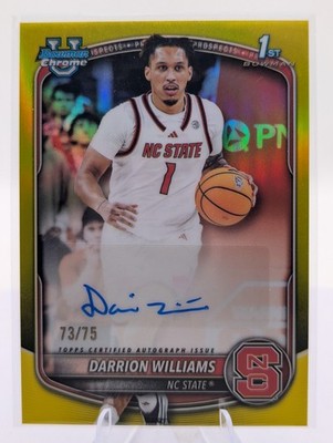 Darrion Williams | 2025-26 Bowman #CPA-DW Chrome Auto Yellow Refractor #/75