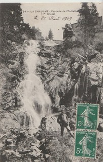 CPA 63 LA CHAULME Cascade de l'Ouillette (1er chute) animé 1909