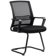 HOMCOM Meeting Office Chair, Mesh Reception Chair with Sled Base, Black