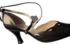 Werner Kern Stephanie Black Dance Heels Crystals Size 6 w/Dustbag  Brush