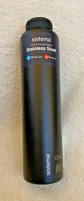 Sistema Stainless Steel Bottle Double Insulated Hot & Cold Black 600ml NWT