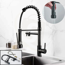 Black Pull Down Kitchen Faucet Sink Tap Mixer Dual Spray Hot Cold Water Sprayer
