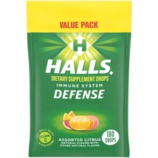 HALLS Defense Assorted Citrus Vitamin C Drops Value Pack 180 Drops