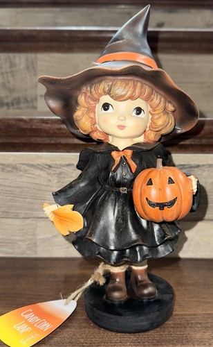 Super Cute  Candy Corn Lane Red Curly Hair Girl Witch Halloween Figure - New