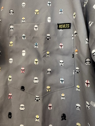 RSVLTS Men's Short Sleeve Button-Up Star Wars Sz L KUNUFLEX Stormtrooper Summer - Picture 5 of 20