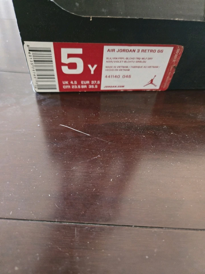Air Jordan 3 III 2014 retro talla 5Y negro/verde azulado Foto 3 de 4