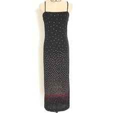 vintage 90's versus by gianni versace black glitter polka dot maxi dress small S