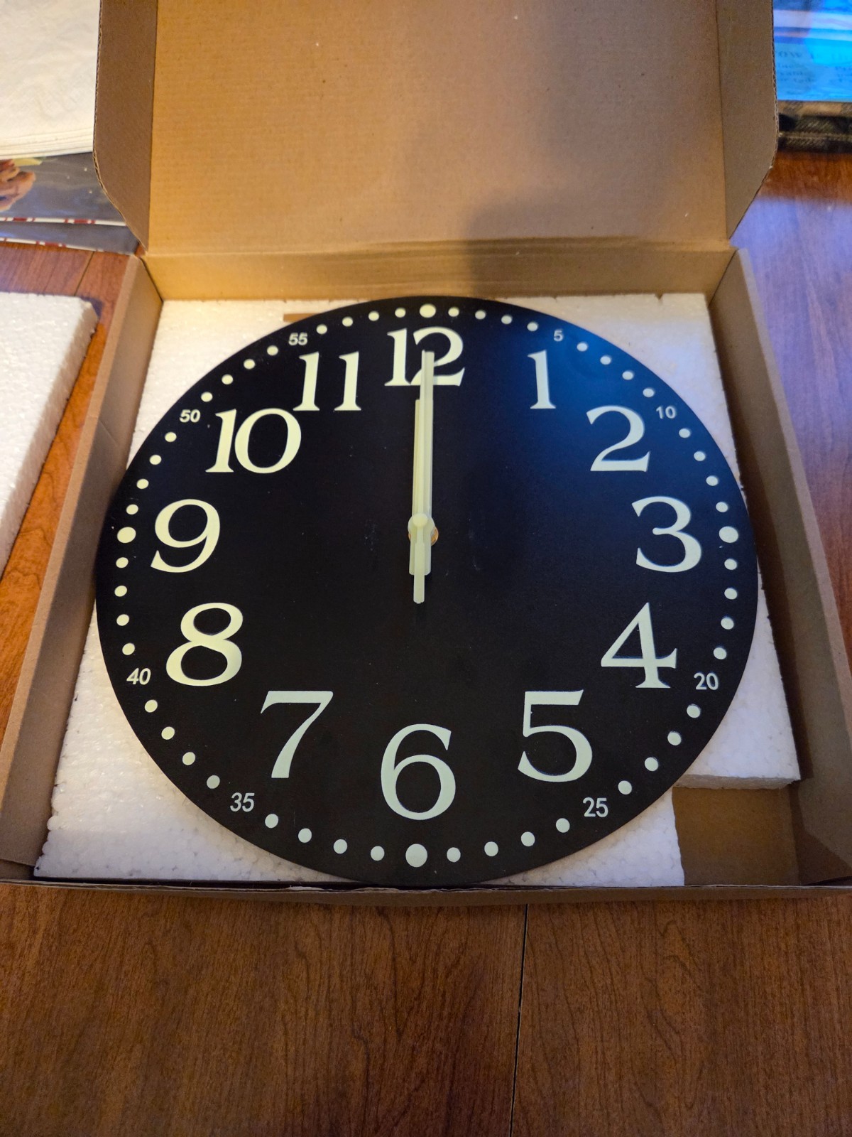 New 12 inch glow in the dark wall clock runs on 1 Aa battery