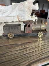 Vintage Tin Lito Locomotive And Coach, Penny Toy Style 1900s