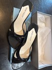 Nine West Womens Sandals Sz 7.5 Black Leather Heels NWMEENA