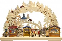 Schwibbogen Seiffener Weihnachtsmarkt Mit Led-Beleuchtung LäNge 43 Cm / 17 In...