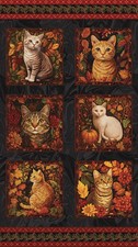 Autumn Cats Fabric Quilt Panel 24" x 44"