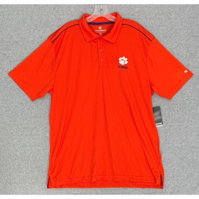 NEW Colosseum Clemson Tigers Polo Shirt Men XXL Orange Short Sleeve Performance