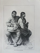 1880 Nanai (Goldi) People, Amuri River, Russian Empire Original Antique Print