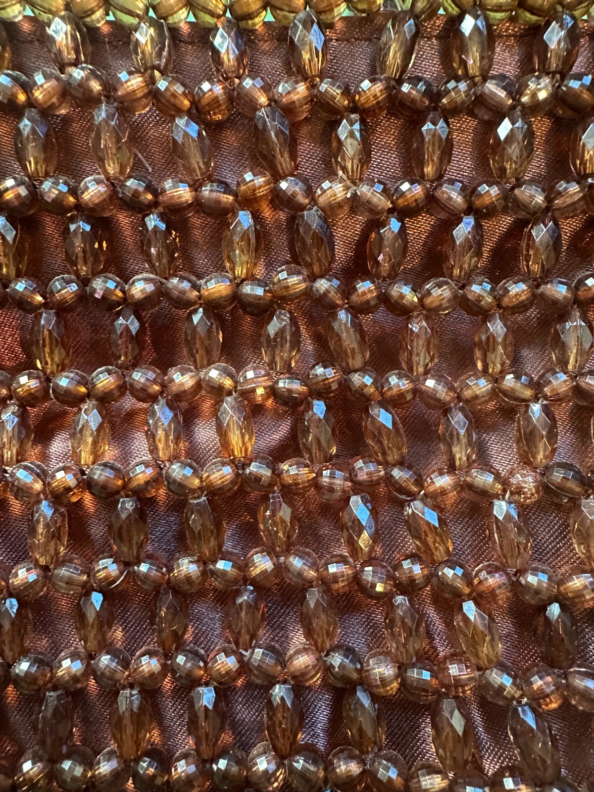 Brown acrylic beaded rectangular women's shoulder… - image 2