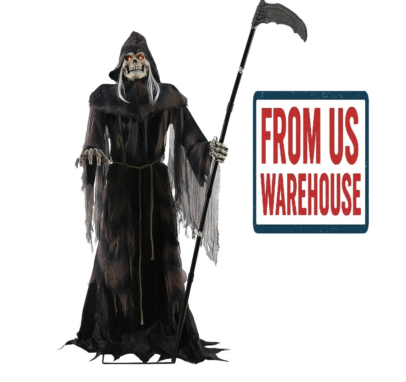 6' Lunging Reaper Animated Prop Halloween Haunted House Animatronic Skeleton New