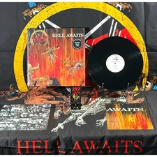 SLAYER Hell Awaits LP 180 gram Black Vinyl with Poster Flag Enamel Pin Slipmat