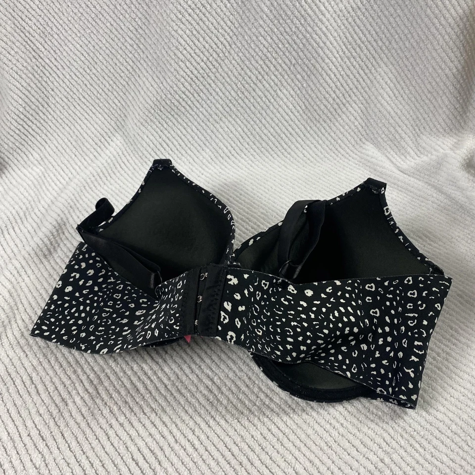 Sujetador Isaac Mizrahi New York para mujer 40D negro blanco estampado de leopardo con aros acolchado Foto 4 de 4