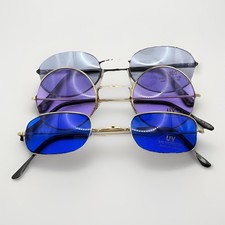 Set 3 NOS Vintage 1990s John Lennon Retro Round Square Oval Wire Hippie UV400