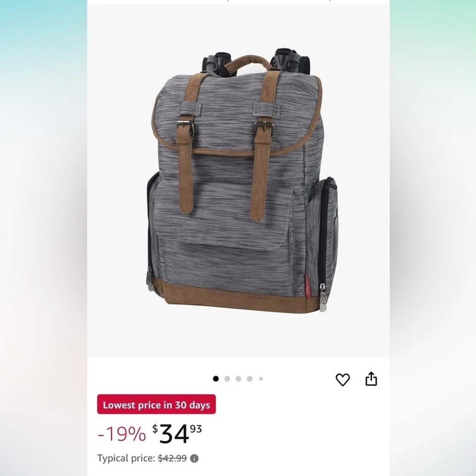 Fisher-Price Bolsa de Pañales con Cordón Mochila con Bolsillo para Toallitas, Compartimento para Botella Foto 2 de 4