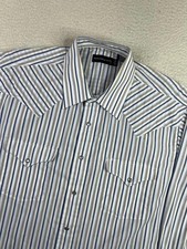 Panhandle Slim Mens Large Blue Stripe Western Pearl Snap Shirt 3050003