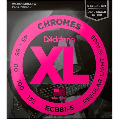 D'Addario ECB815 Chromes XL Flatwound Bass Strings  Light Gauge
