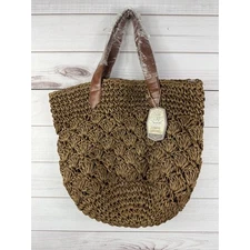 Sun N Sand Brown Straw Tote Summer Bag Brown NWT CE5725B