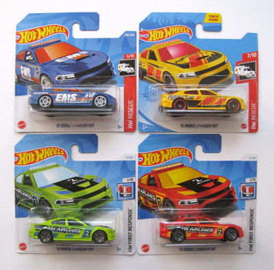 4 x Hot Wheels '15 Dodge Charger SRT HW Rescue 6/10 7/10 HW First Response 1/10