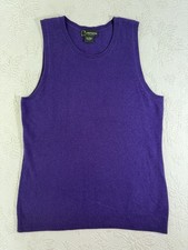 Bloomingdales 100 Cashmere Sleeveless Sweater Vest Purple Womens L Crew Neck