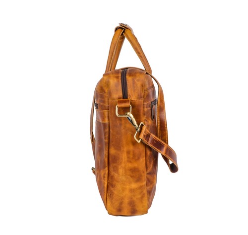 Vintage Genuine Leather Laptop Messenger Bag Briefcase – Handmade – Rustic Brown - 第 3/4 張圖片