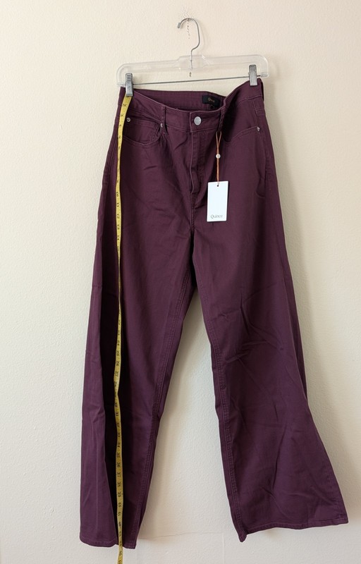 Women's Quince Bella Wide Leg Stretch Jeans Wine Color Size 32 Long