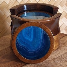 Vintage MCM Brazilian Blue Agate & Two-Tone W...