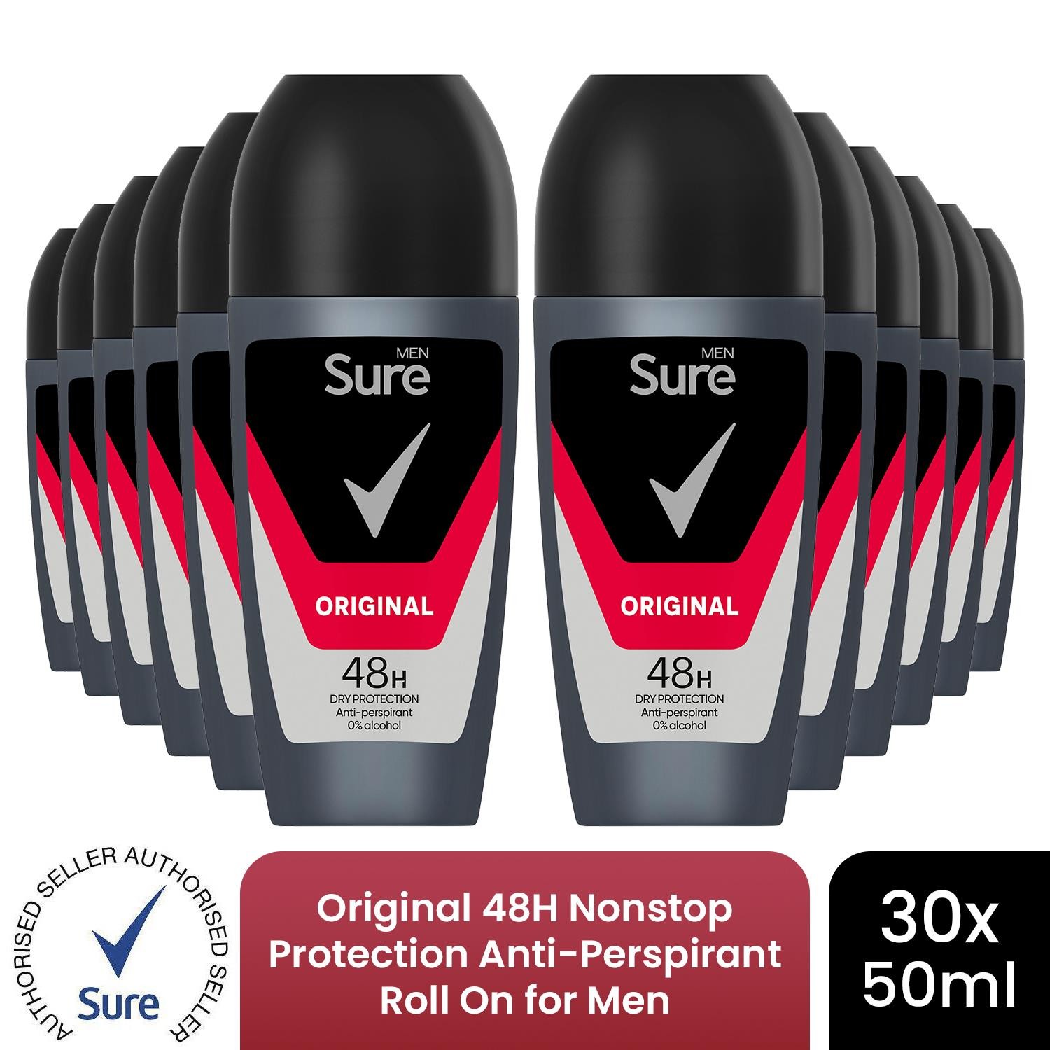 Sure Men Original Antiperspirant Roll On 48H Sweat & Odour Protection, 6x50ml - Image 7
