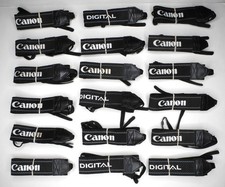 Lot Of 19x Canon EOS Digital Black / White 1 9/16" Camera Neck Straps