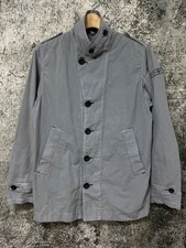 Vintage Stone Island Denim Gray Blue Work Jacket M Logo Patch Military Style