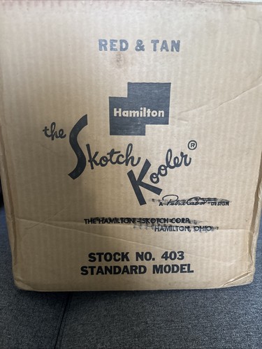 Vtg! Hamilton Skotch Kooler Red Tan Plaid Metal Cooler Round 4 Gal In Orig Box - Picture 8 of 9
