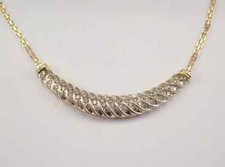 Estate 1.10Ct Lab-Created Diamond Bar Pendant Necklace 14k Yellow Gold Plated