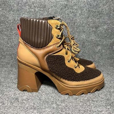 Sorel Women's Brex Heel Cozy Lace Bootie Boot Tawny Buff Brown Size 11 NWOB
