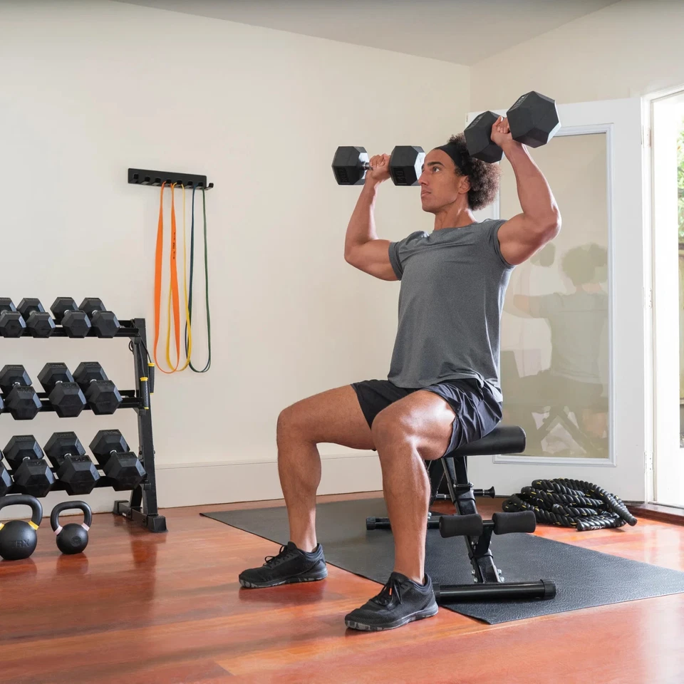 ¡NUEVO! Mancuernas de goma hexagonales TRX 45 libras - Vendidas por cada una, ENVÍO GRATUITO Foto 2 de 3