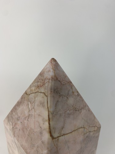 16” Vintage Carved Pink Marble Stone Obelisk Pyramid Sculpture 14.5 Pounds - Picture 6 of 10