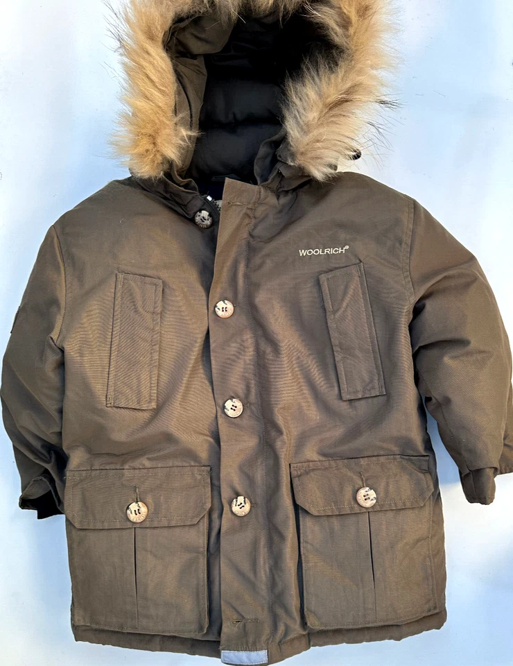 WOOLRICH Childs Duck Down Winter Parka real fur XS 4/5 - Image 3 of 4