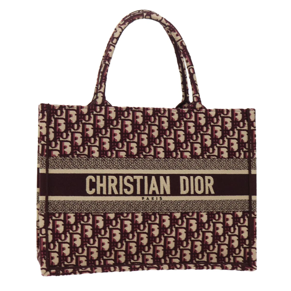 Sac fourre tout oblique toile trotteur Christian Dior bordeaux M1296 ZRIW authentique 49935S