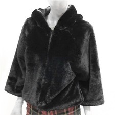 Maidoma Pelliccia Sintetica Donna Giacca Nero Invernale Cappotto Cappuccio Party